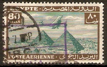 Egypt 1933 80m Green and sepia - Air series. SG210.